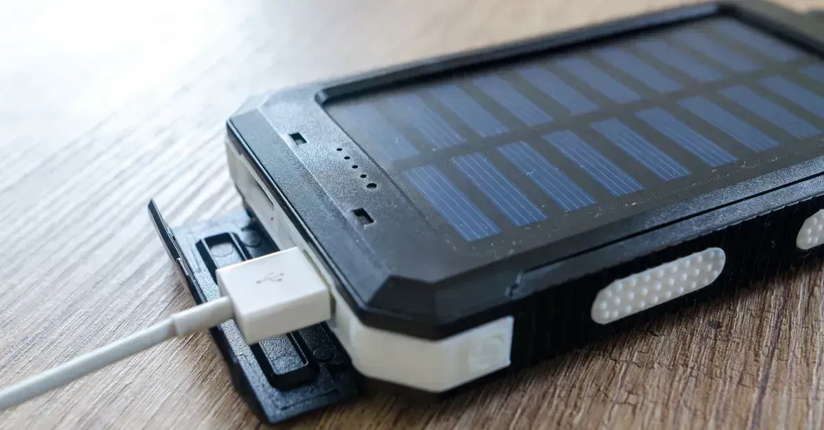 Close-up of a solar charge controller