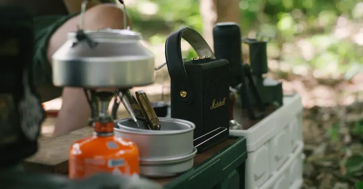 Portable power and cooking gear outdoors